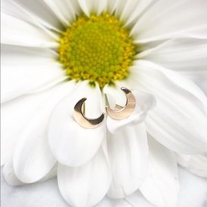 Gold Crescent Moon Stud Earrings, Small